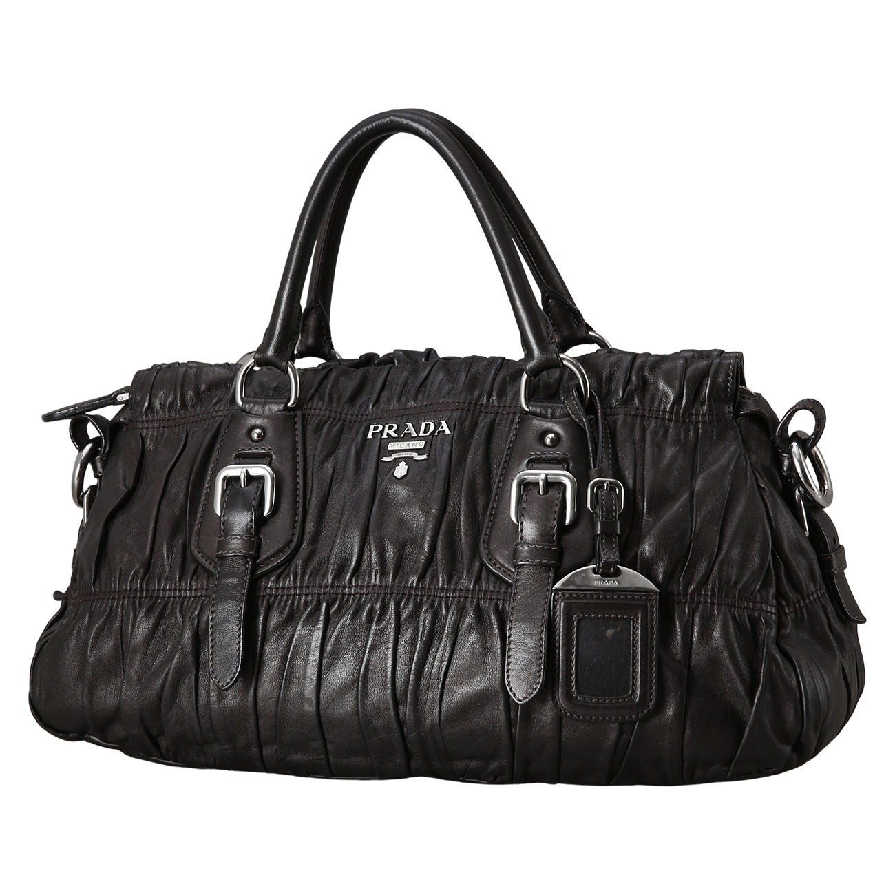 PRADA(USED)프라다 BN1407 레더 고프레 숄더백