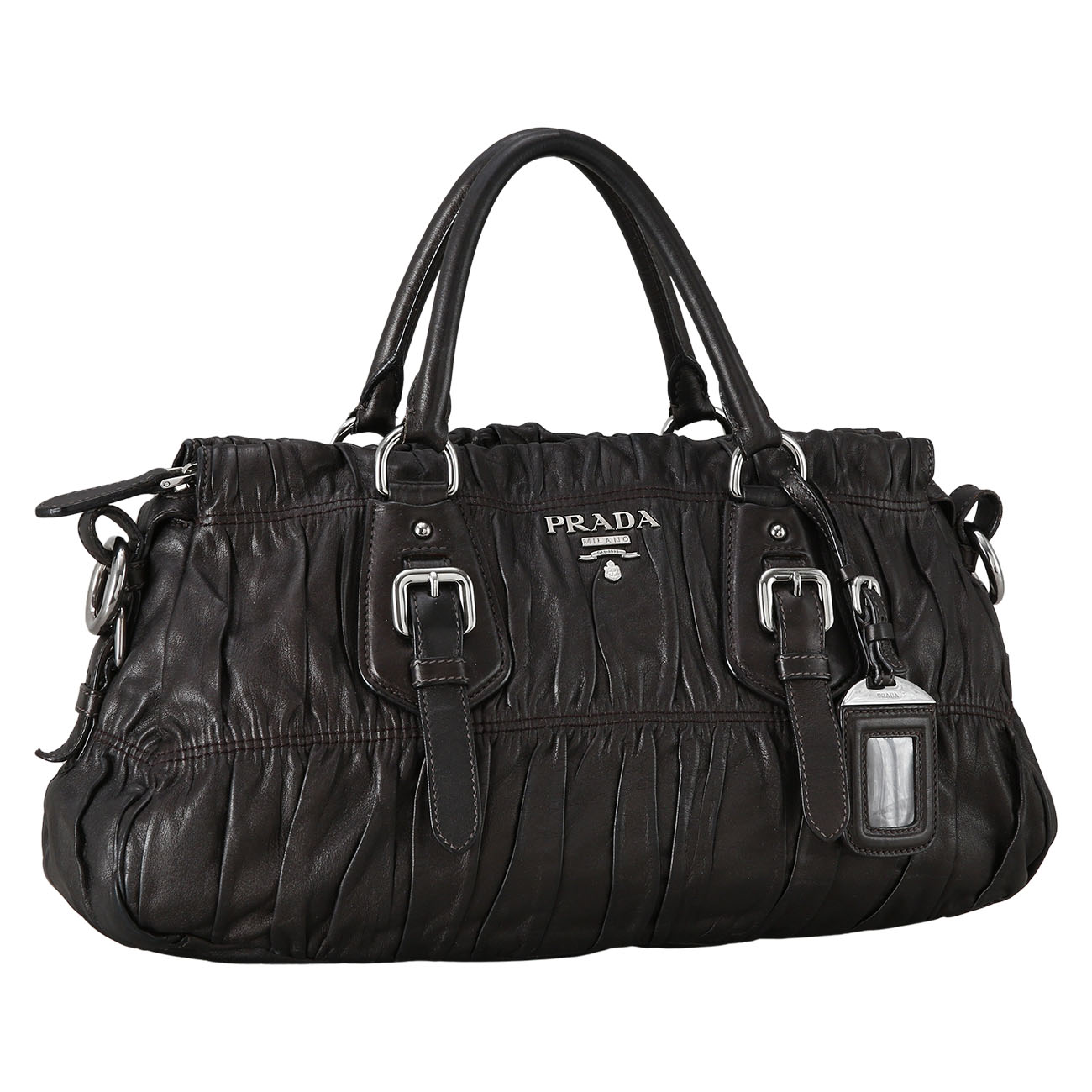 PRADA(USED)프라다 BN1407 레더 고프레 숄더백