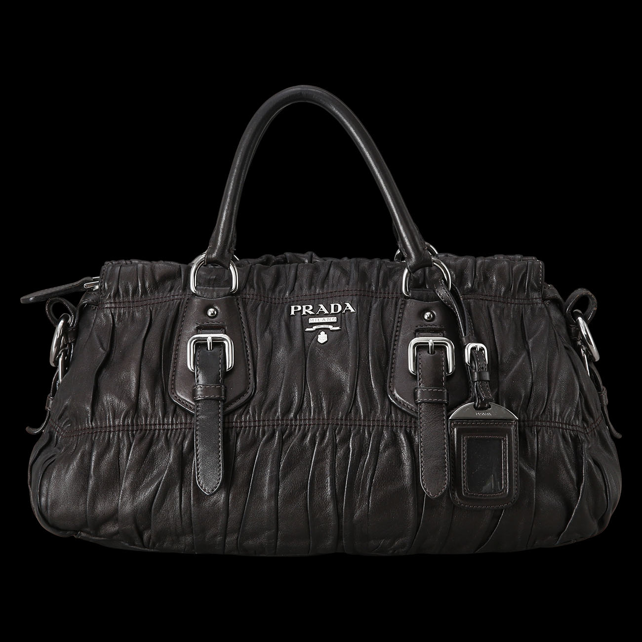 PRADA(USED)프라다 BN1407 레더 고프레 숄더백