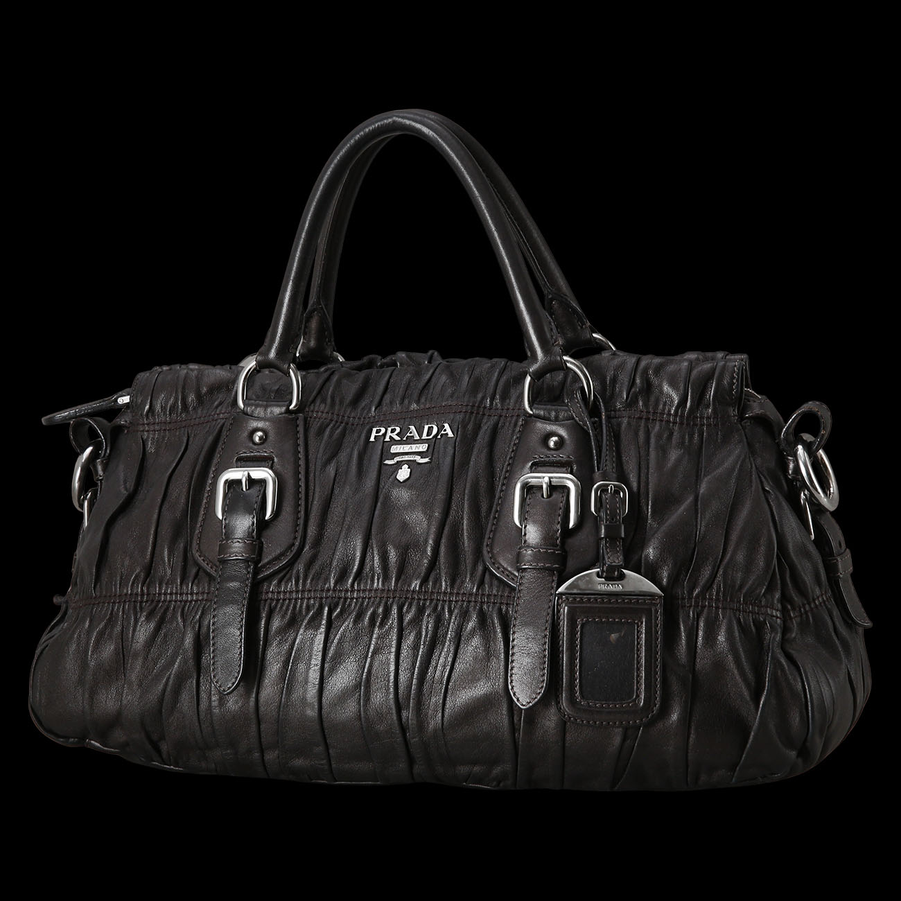 PRADA(USED)프라다 BN1407 레더 고프레 숄더백