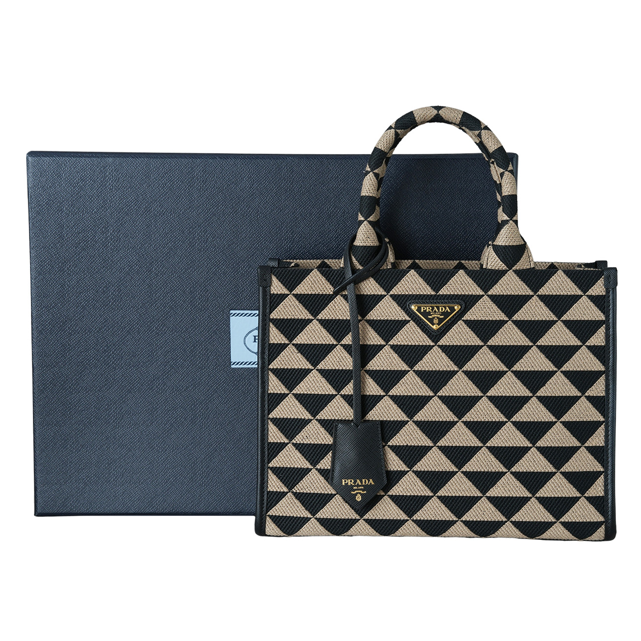 PRADA(USED)프라다 1BA354 자카드 심볼 토트 겸 숄더백