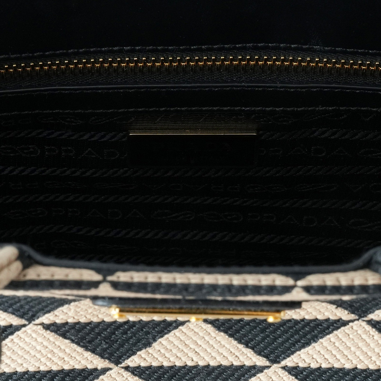 PRADA(USED)프라다 1BA354 자카드 심볼 토트 겸 숄더백