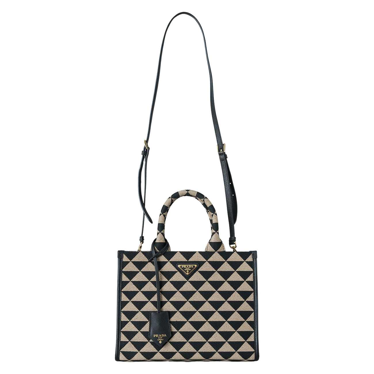 PRADA(USED)프라다 1BA354 자카드 심볼 토트 겸 숄더백