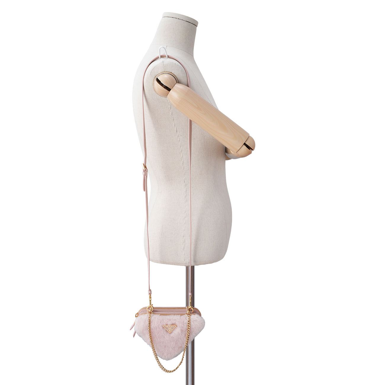 PRADA(USED)프라다 1NR015 사피아노 시어링 트라이앵글 미니 파우치
