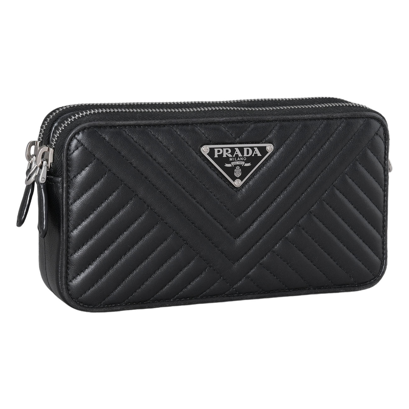PRADA(USED)프라다 1DH010 사피아노 더블지퍼 체인 크로스백