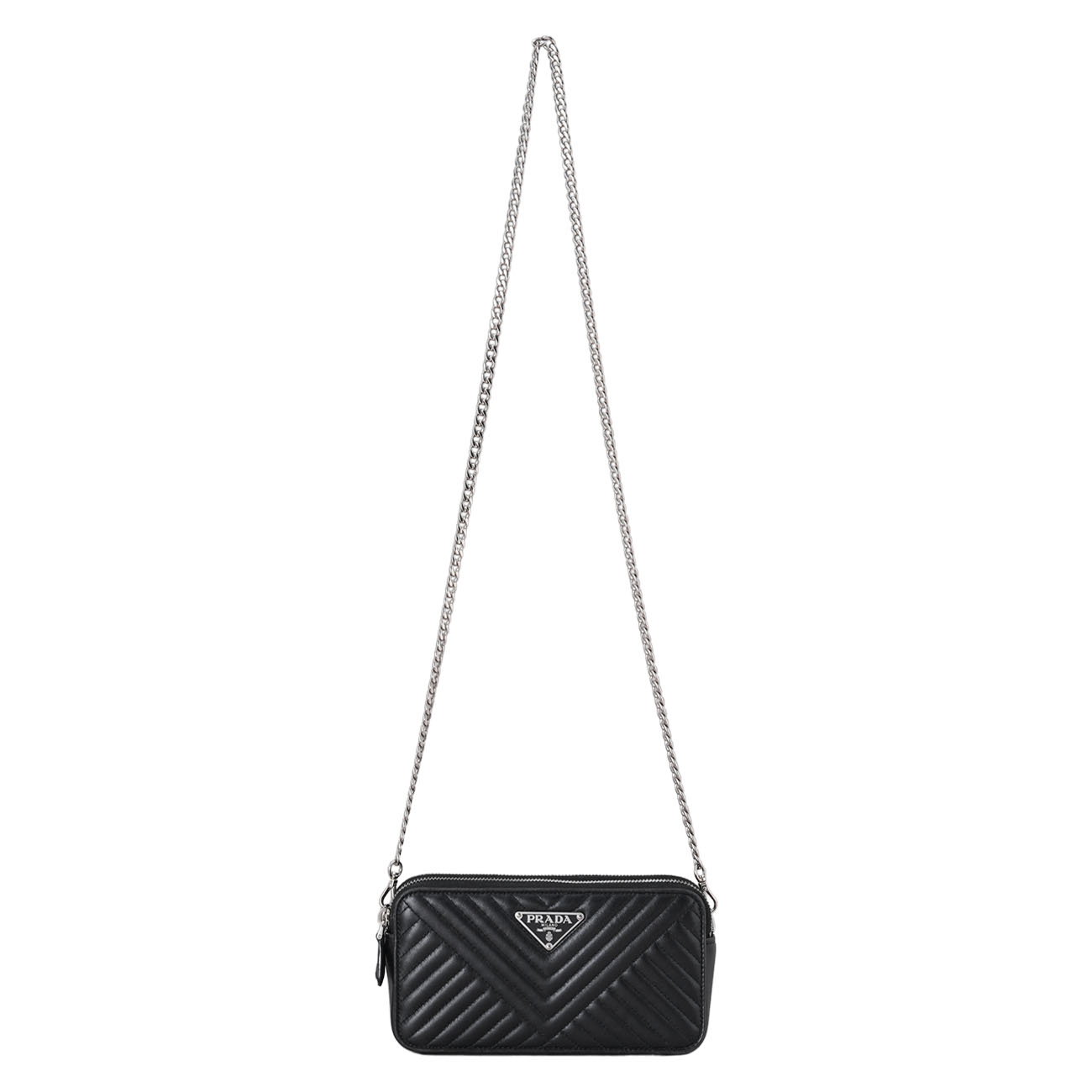 PRADA(USED)프라다 1DH010 사피아노 더블지퍼 체인 크로스백