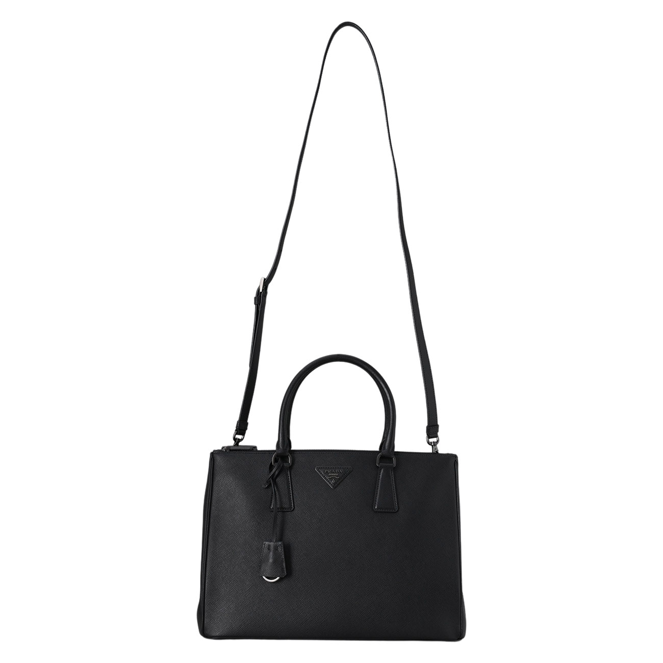 PRADA(USED)프라다 1BA274 갤러리아 사피아노 럭스 토트백 올블랙