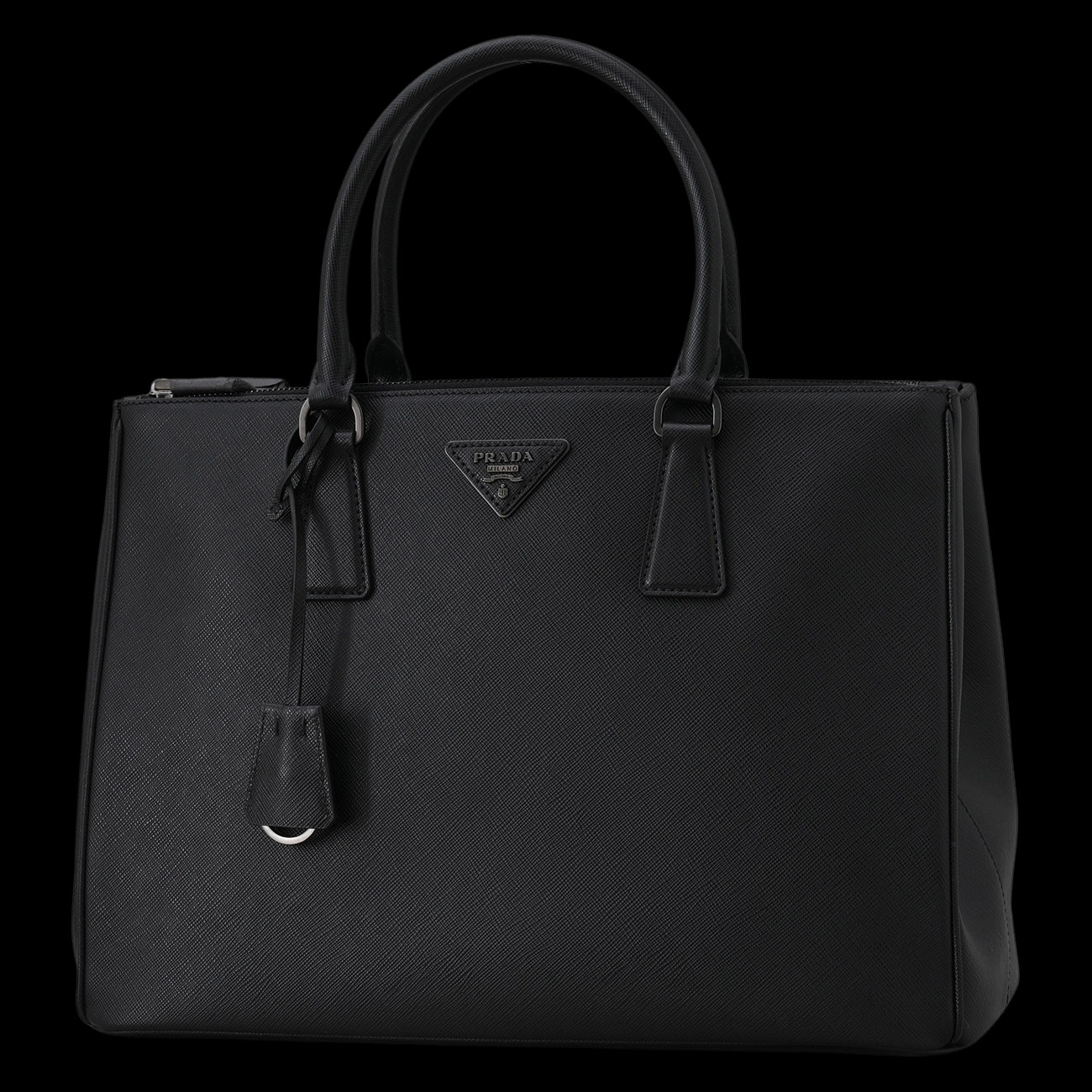 PRADA(USED)프라다 1BA274 갤러리아 사피아노 럭스 토트백 올블랙