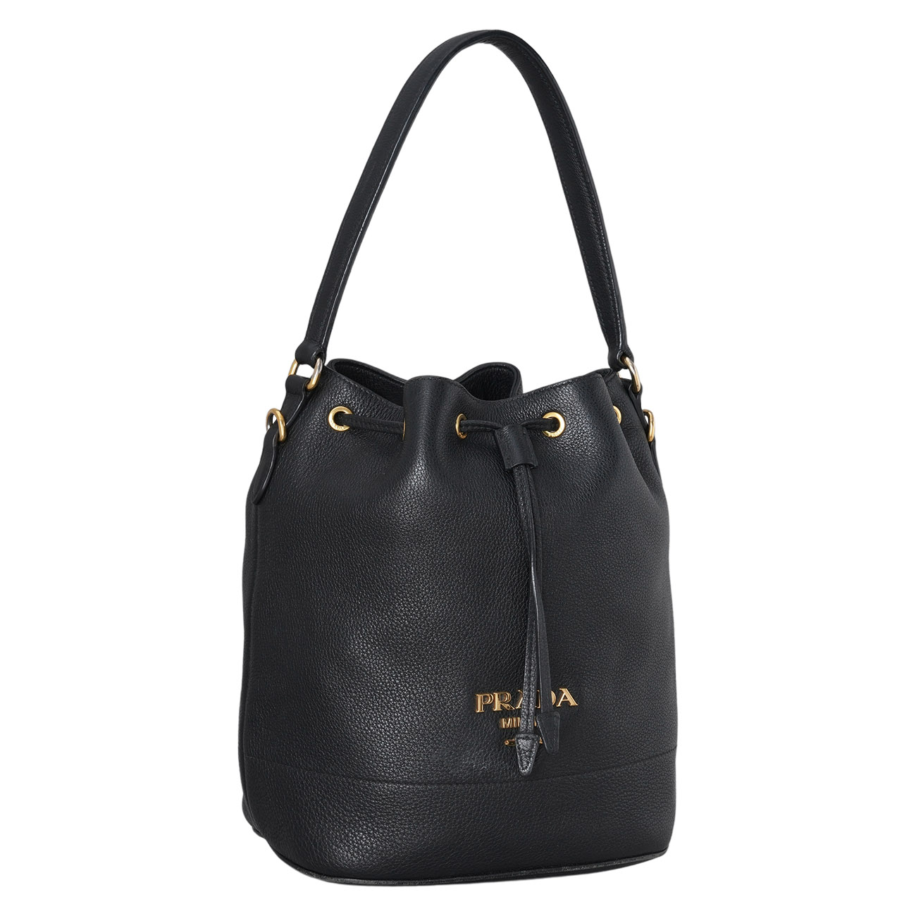 PRADA(USED)프라다 드로스트링 레더 버킷백