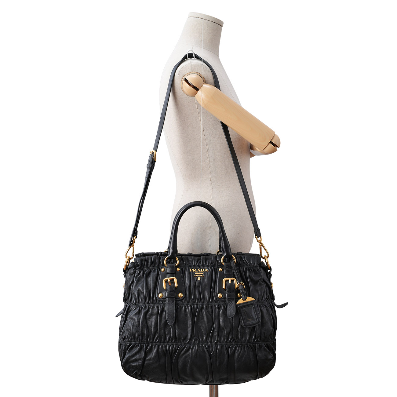 PRADA(USED)프라다 BN1336 레더 나파 고프레 토트겸 숄더백