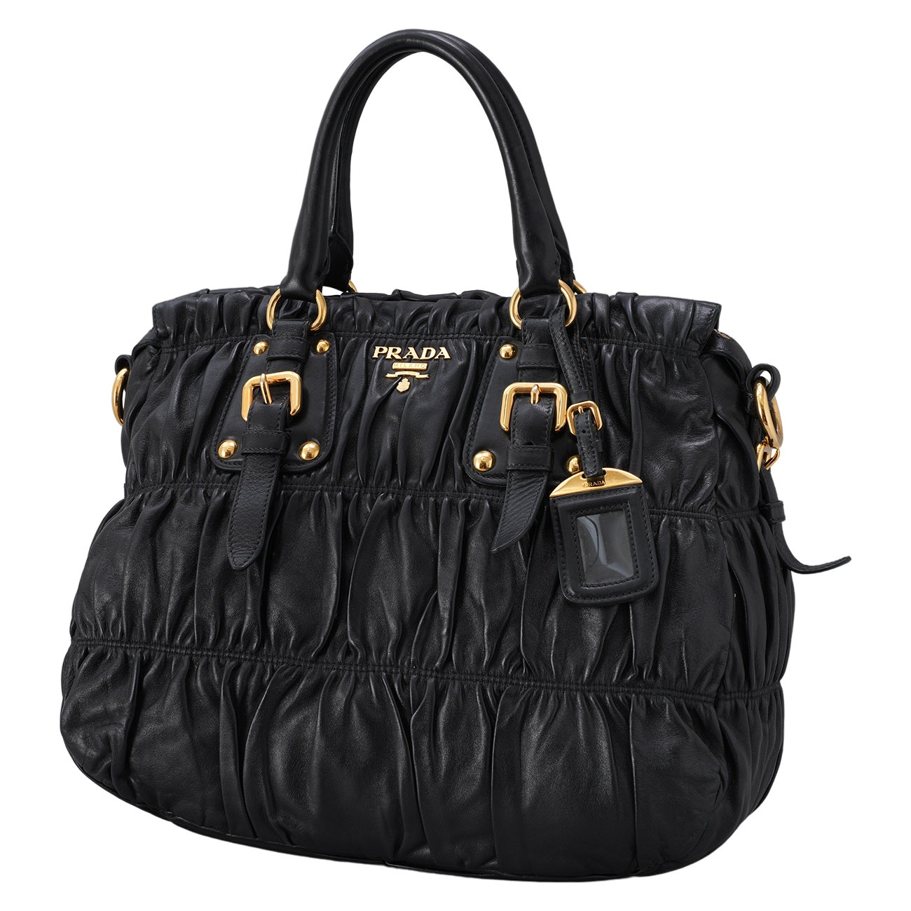 PRADA(USED)프라다 BN1336 레더 나파 고프레 토트겸 숄더백
