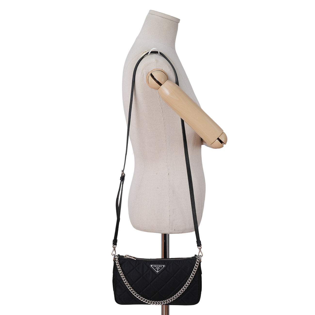 PRADA(USED)프라다 1BH026 포코노 퀼팅 체인 호보 숄더백
