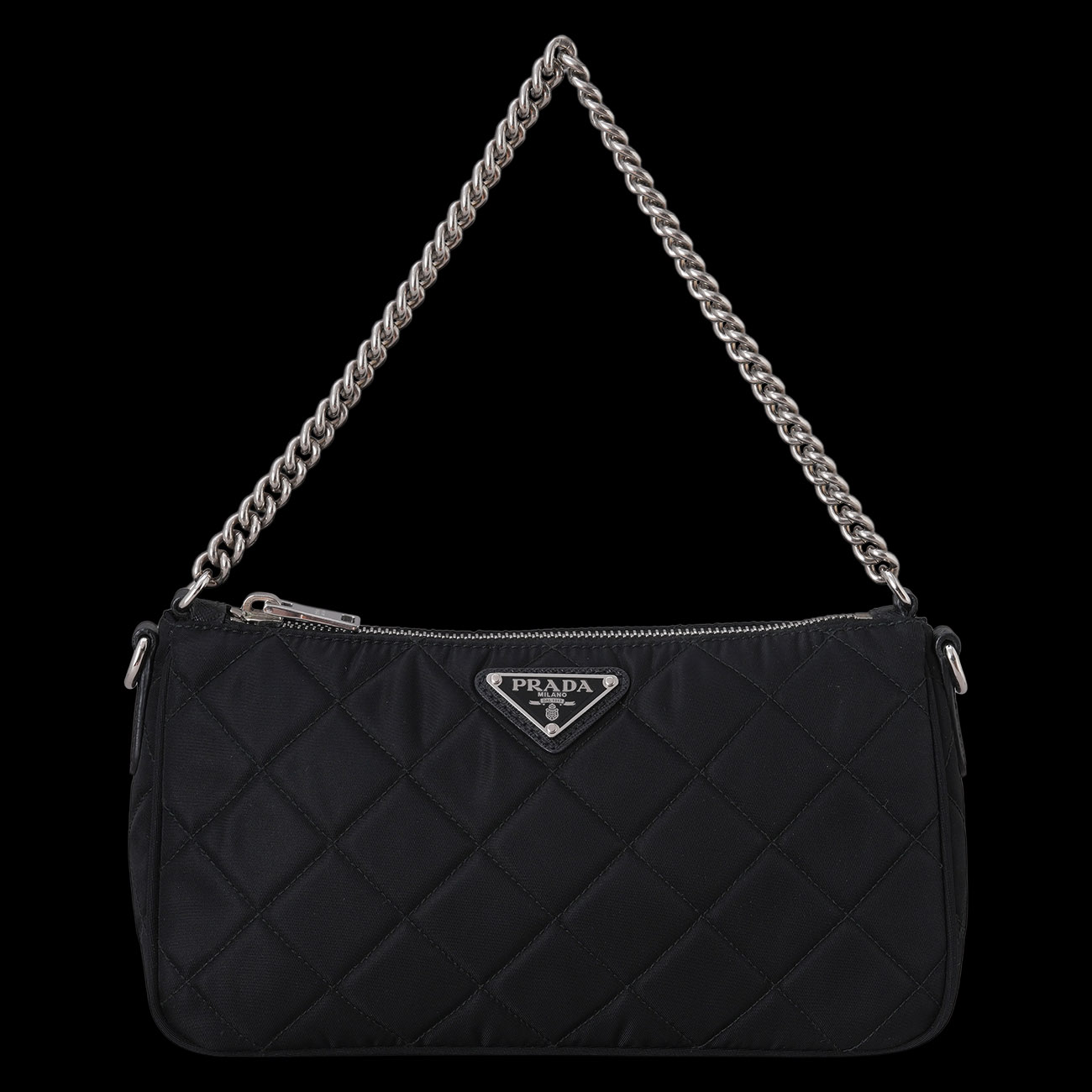 PRADA(USED)프라다 1BH026 포코노 퀼팅 체인 호보 숄더백