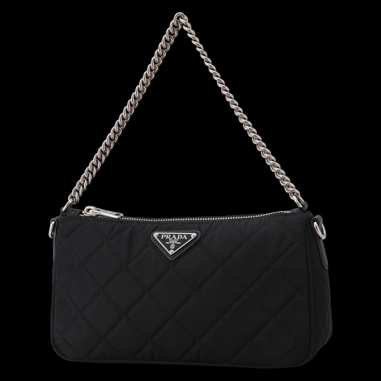 PRADA(USED)프라다 1BH026 포코노 퀼팅 체인 호보 숄더백