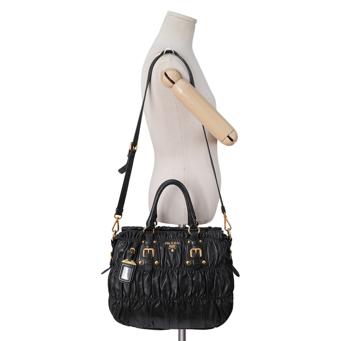 PRADA(USED)프라다 BN1336 레더 나파 고프레 토트겸 숄더백