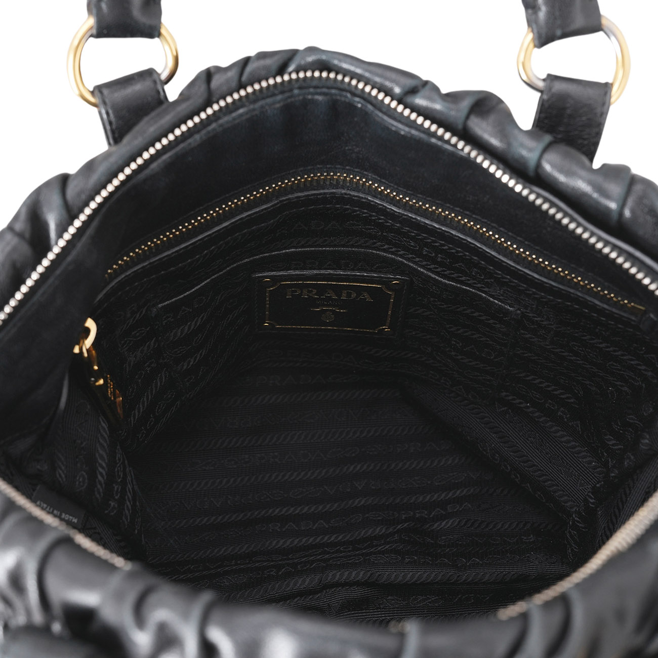 PRADA(USED)프라다 BN1336 레더 나파 고프레 토트겸 숄더백