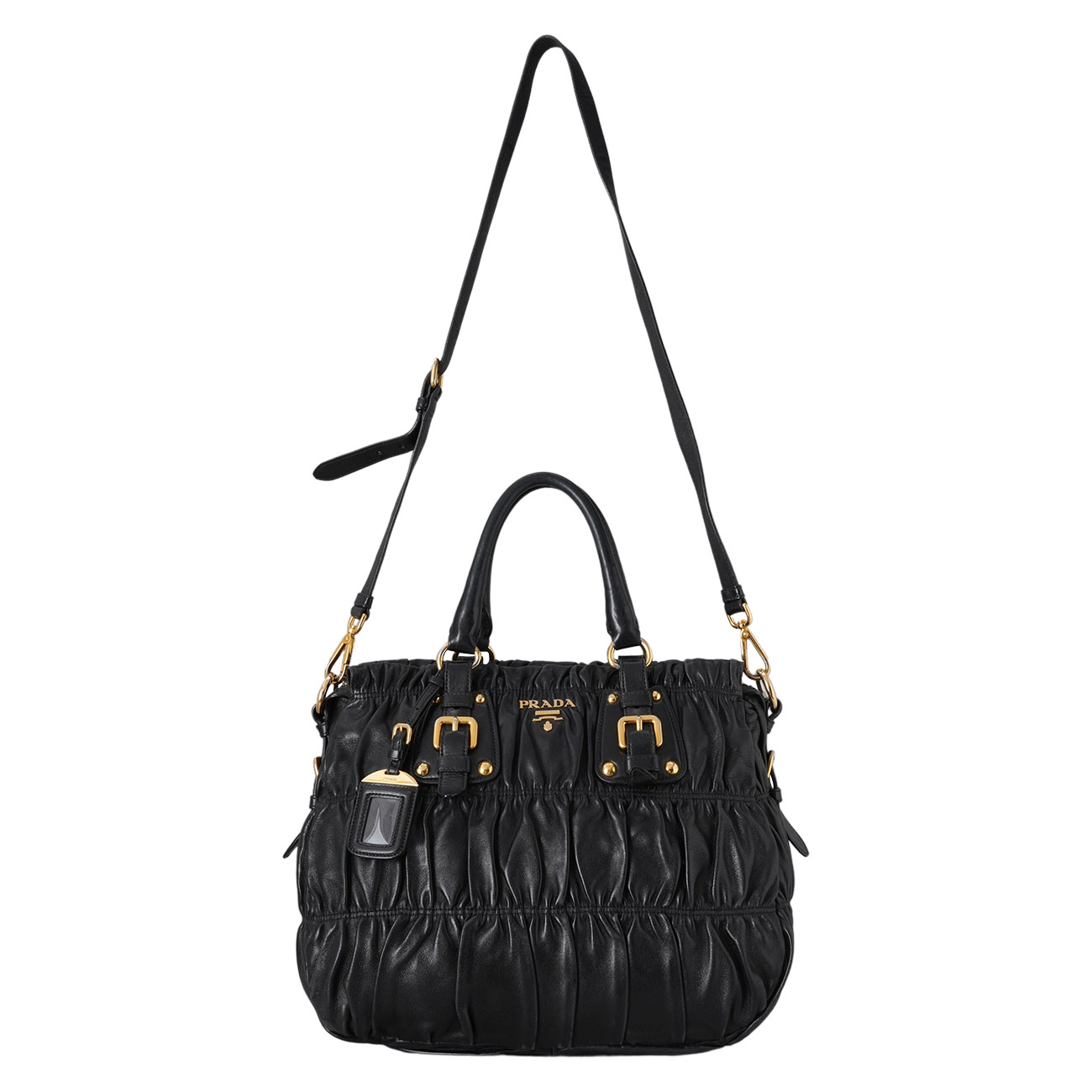 PRADA(USED)프라다 BN1336 레더 나파 고프레 토트겸 숄더백