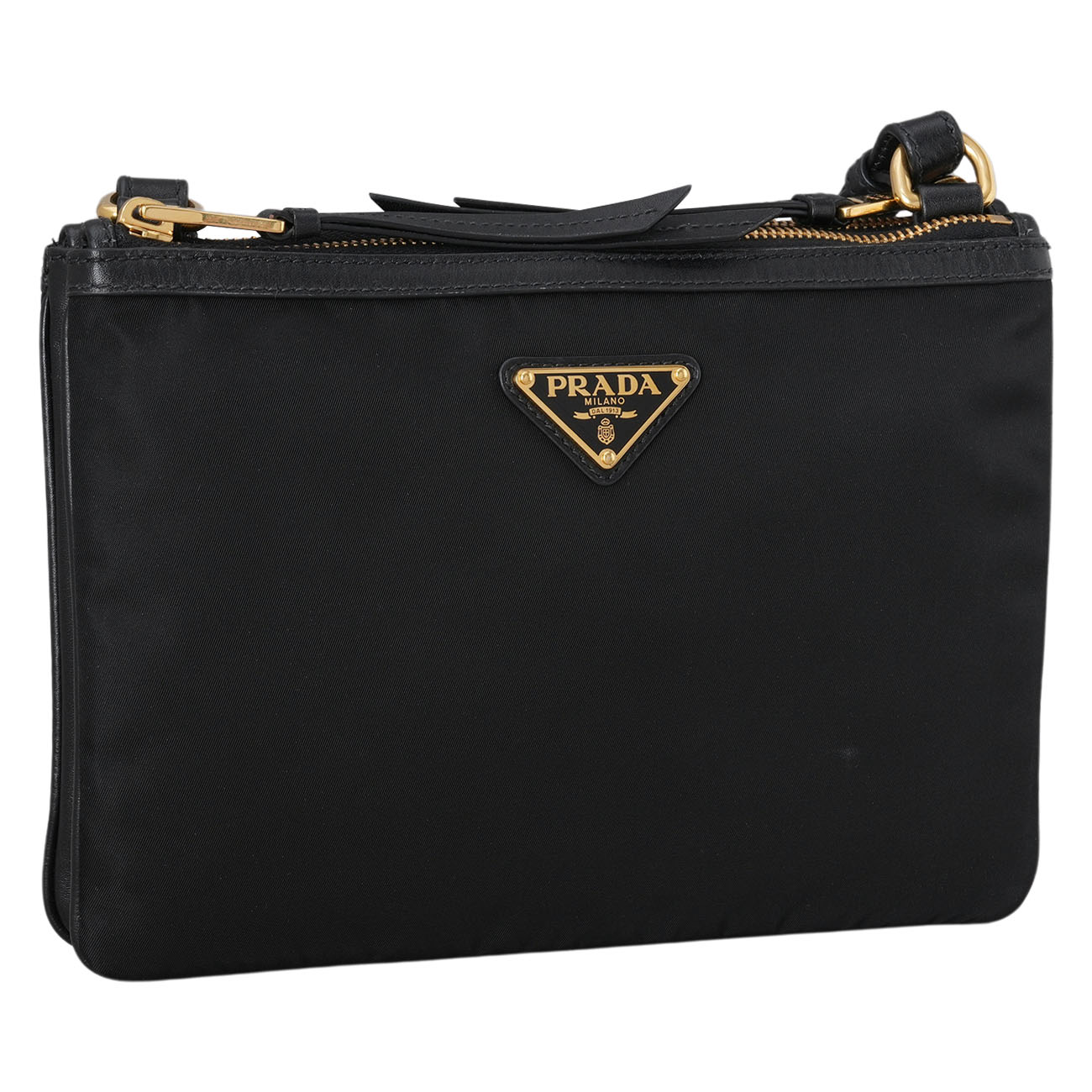 PRADA(USED)프라다 1BH046 나일론 더블 지퍼 크로스백
