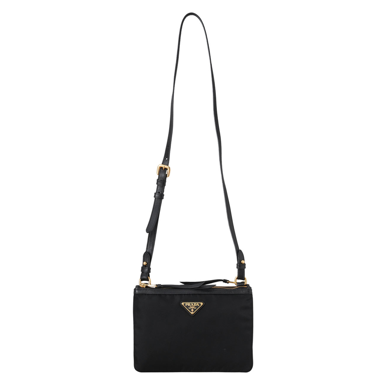 PRADA(USED)프라다 1BH046 나일론 더블 지퍼 크로스백