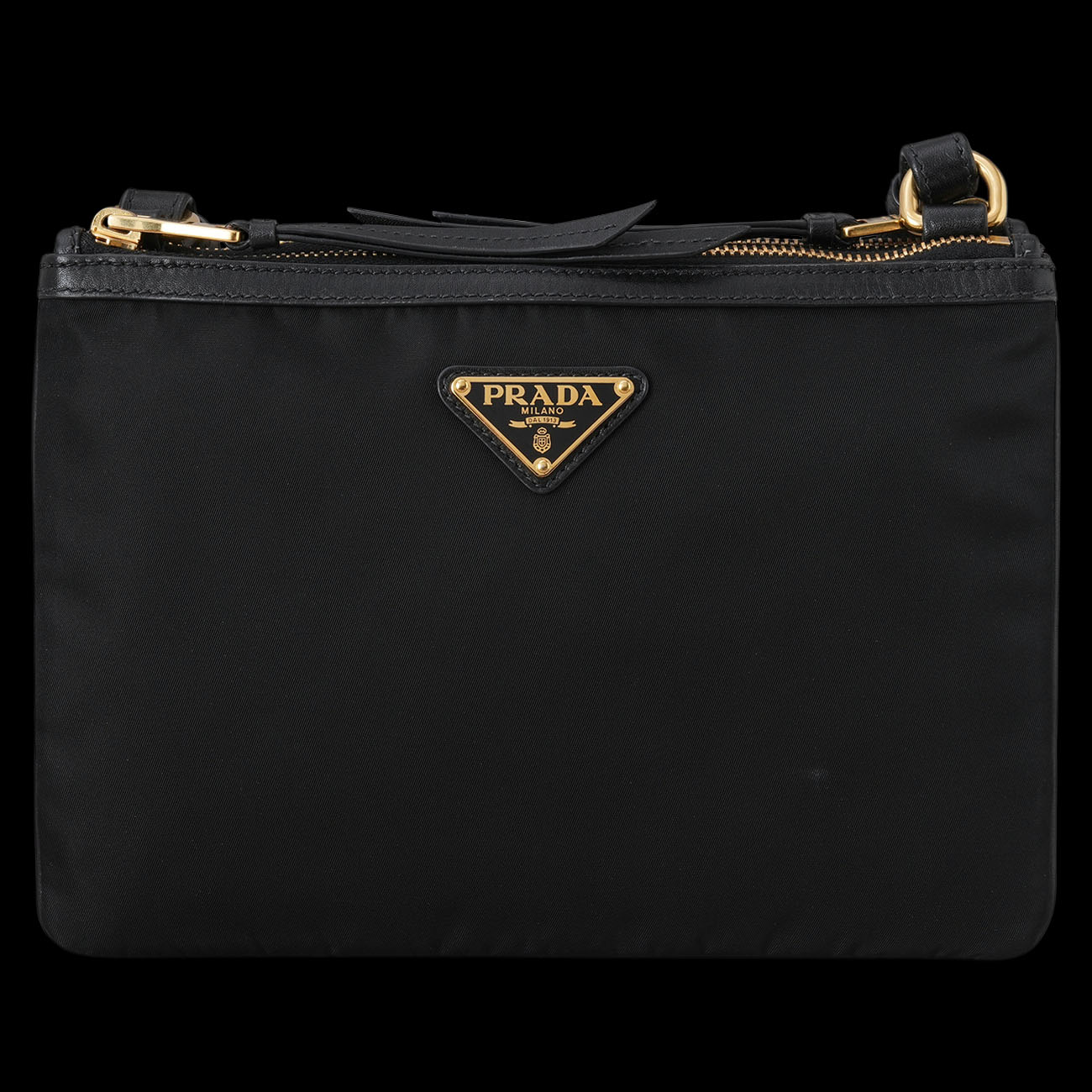 PRADA(USED)프라다 1BH046 나일론 더블 지퍼 크로스백