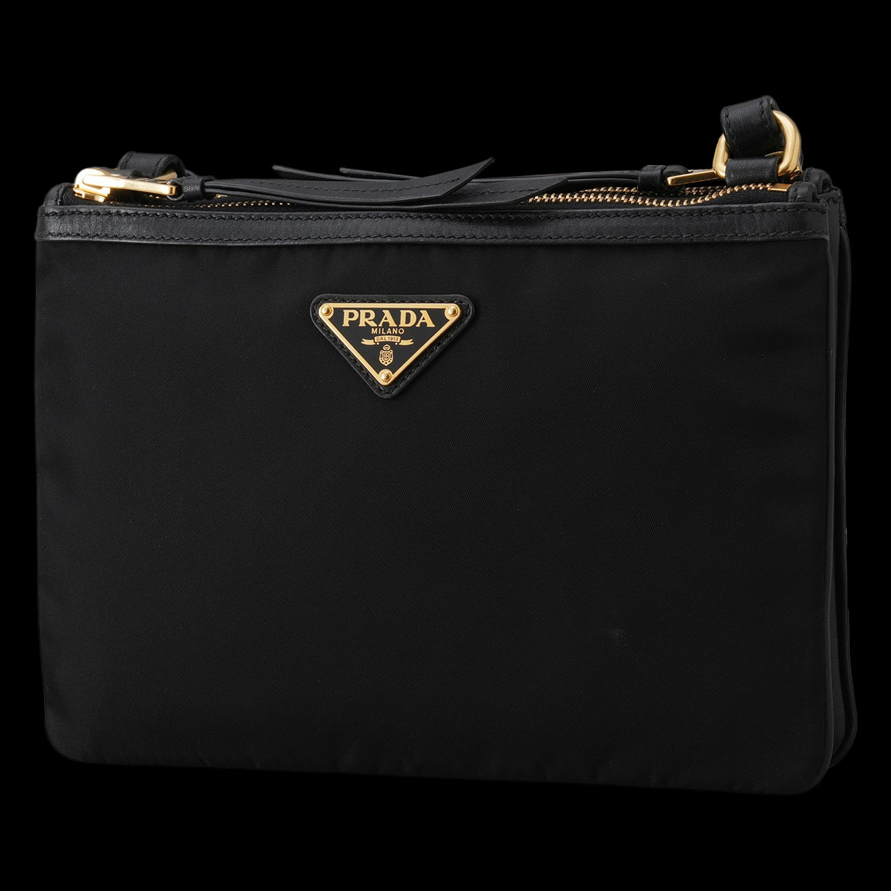 PRADA(USED)프라다 1BH046 나일론 더블 지퍼 크로스백