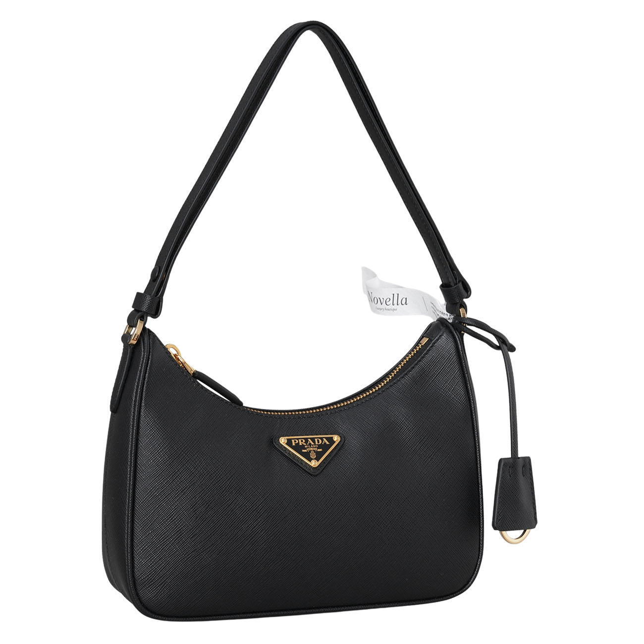 PRADA(USED)프라다 1BC204 사피아노 럭스 호보백 블랙