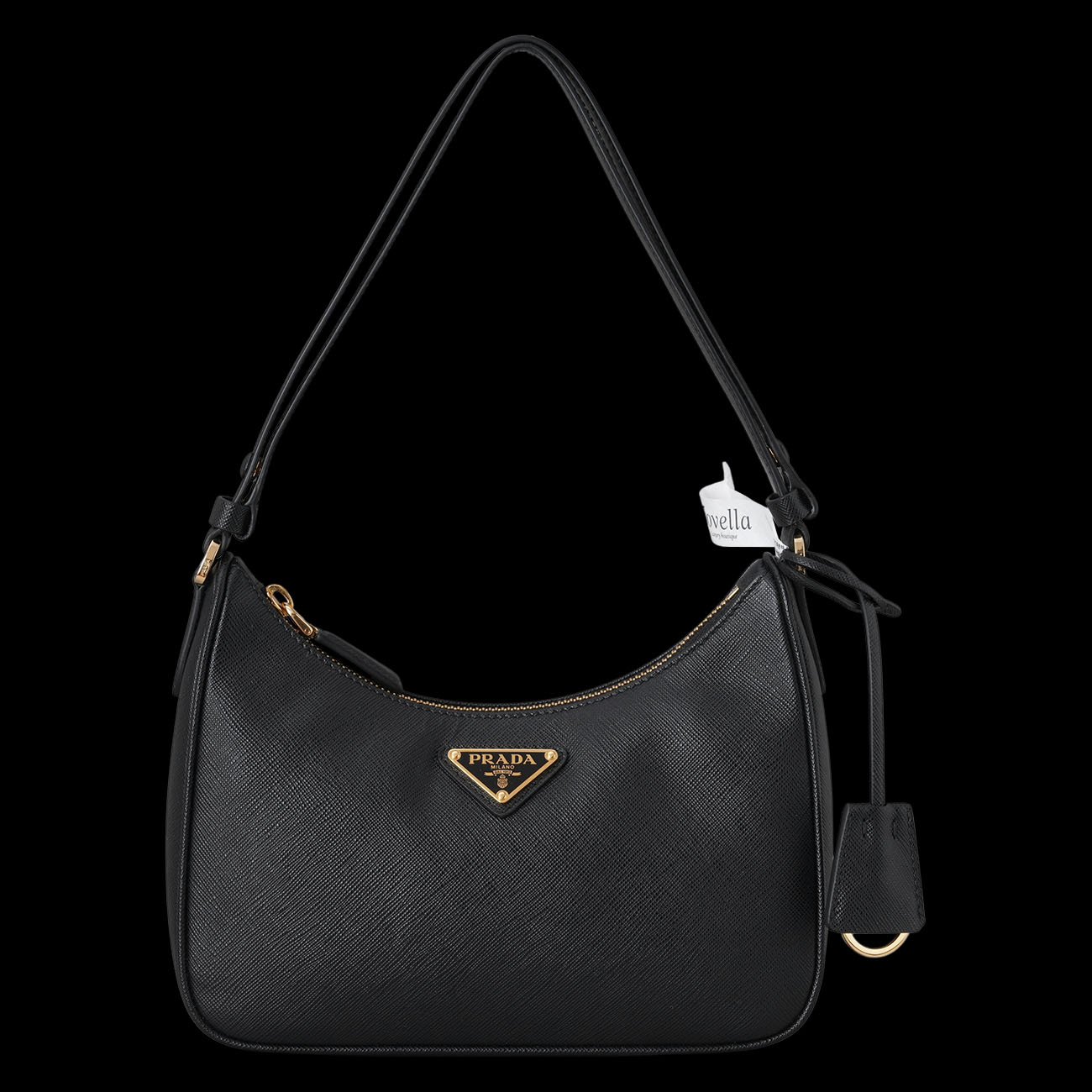 PRADA(USED)프라다 1BC204 사피아노 럭스 호보백 블랙