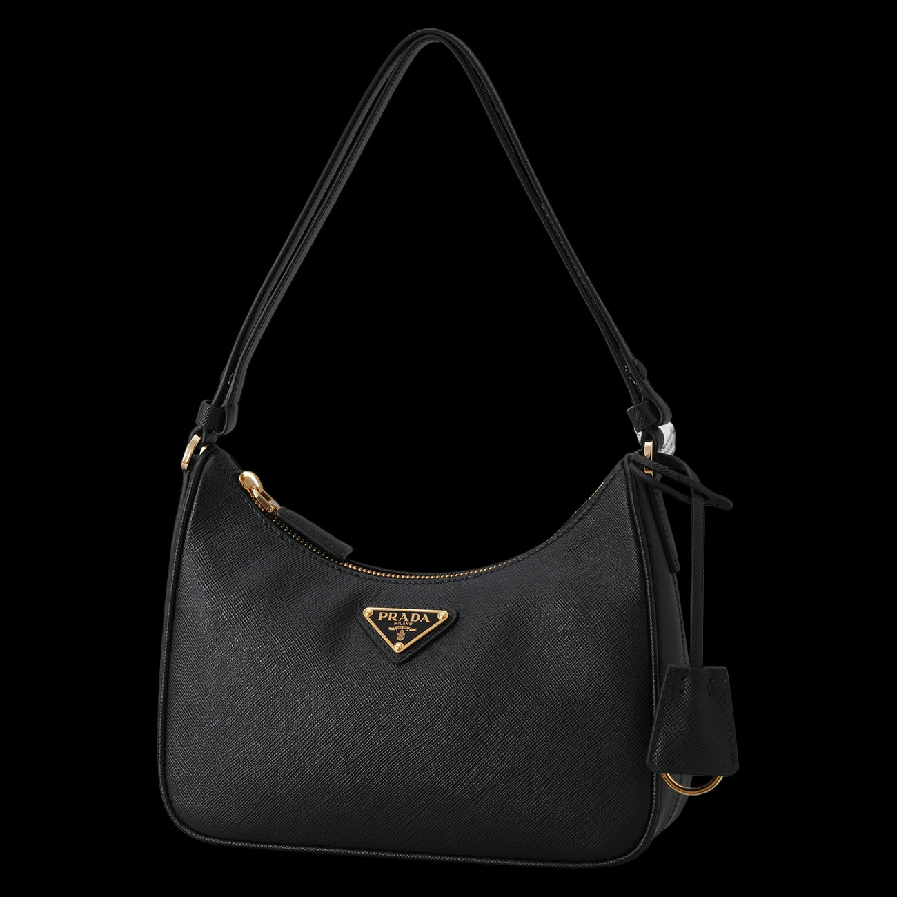 PRADA(USED)프라다 1BC204 사피아노 럭스 호보백 블랙