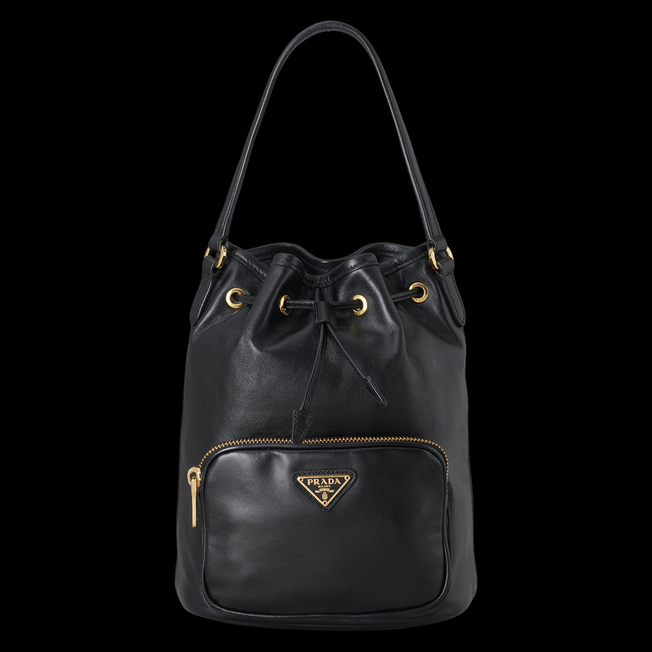 PRADA(USED)프라다 1BH038 포코노 레더 버킷 백