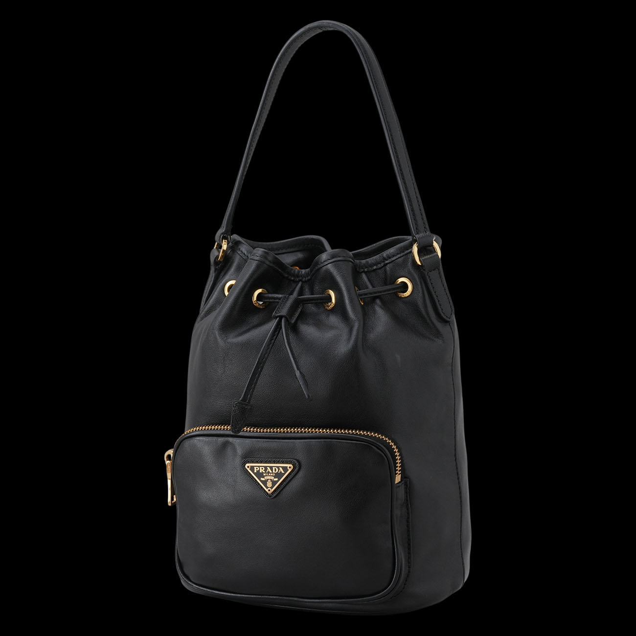 PRADA(USED)프라다 1BH038 포코노 레더 버킷 백