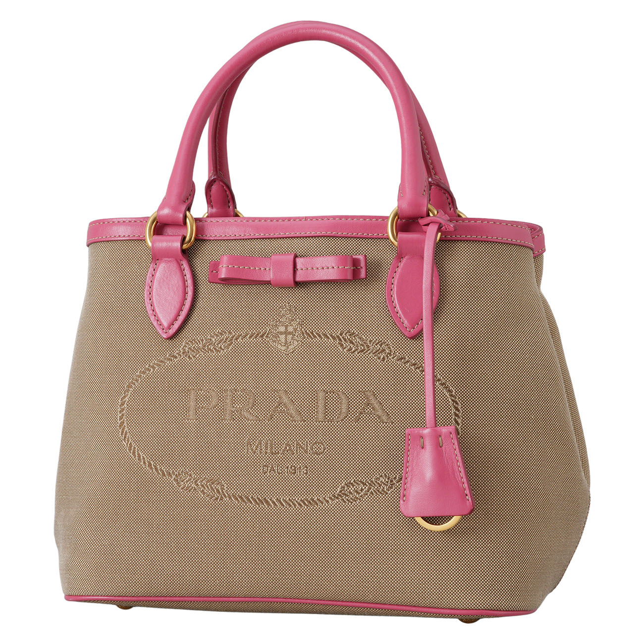 PRADA(USED)프라다 1BA172 로고 자가드 토트백