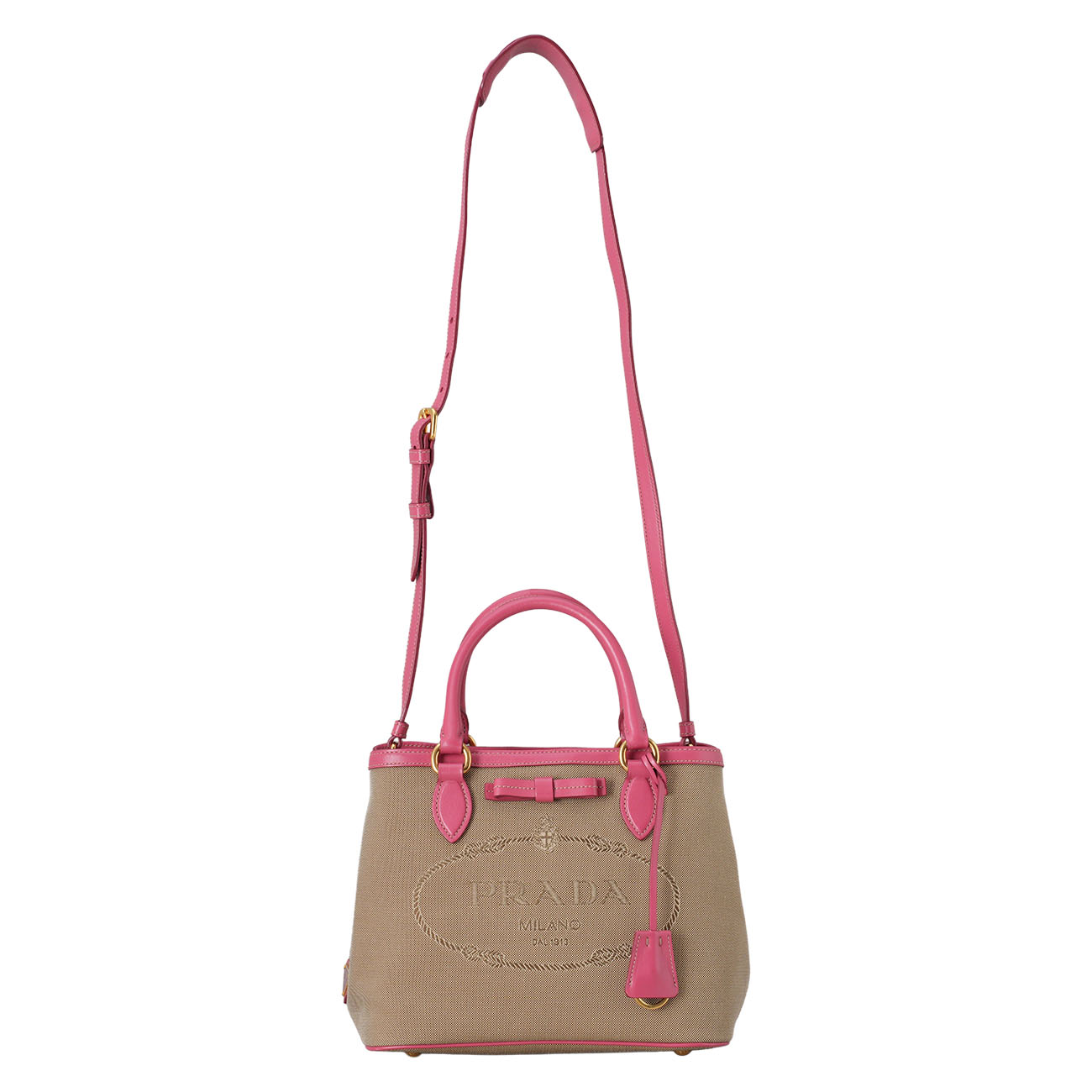 PRADA(USED)프라다 1BA172 로고 자가드 토트백