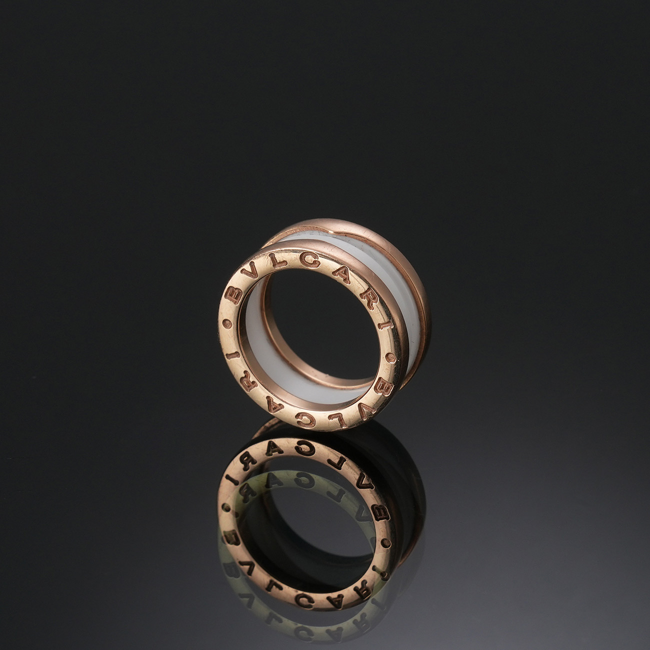 BVLGARI(USED)불가리 비제로원 화이트 세라믹 2밴드링#48