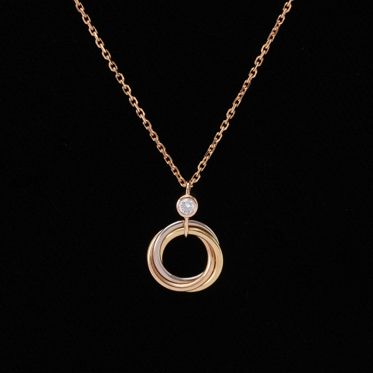 CARTIER(USED)까르띠에 트리니티 1P 다이아 네크리스