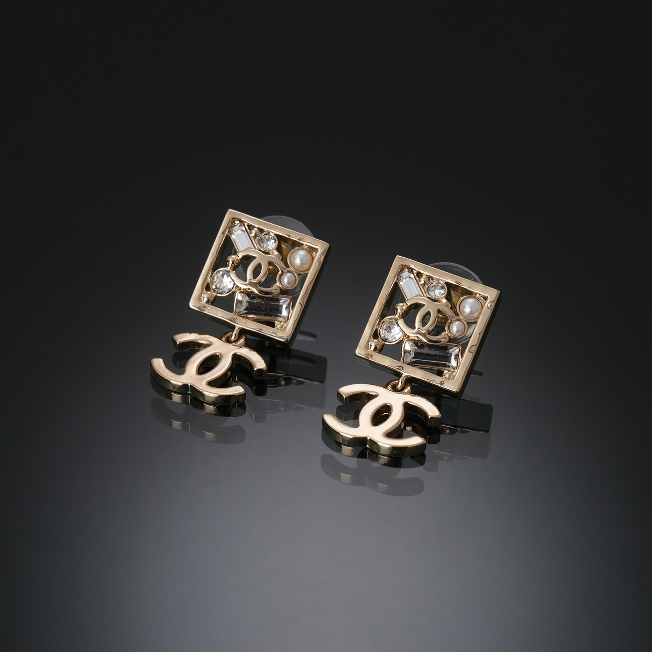 CHANEL(USED)샤넬 AB7261 CC로고 스퀴어 귀걸이