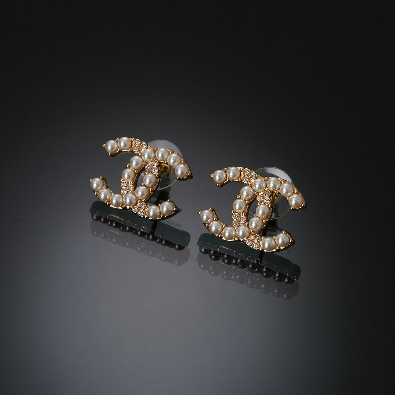 CHANEL(USED)샤넬 진주 큐빅 골드 CC 이어링