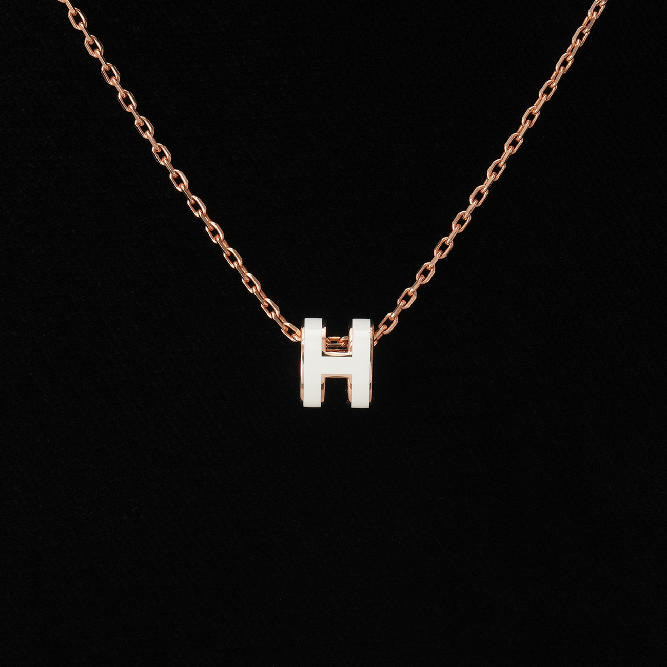 HERMES(USED)에르메스 미니 팝아슈 네크리스 블랑 로즈골드