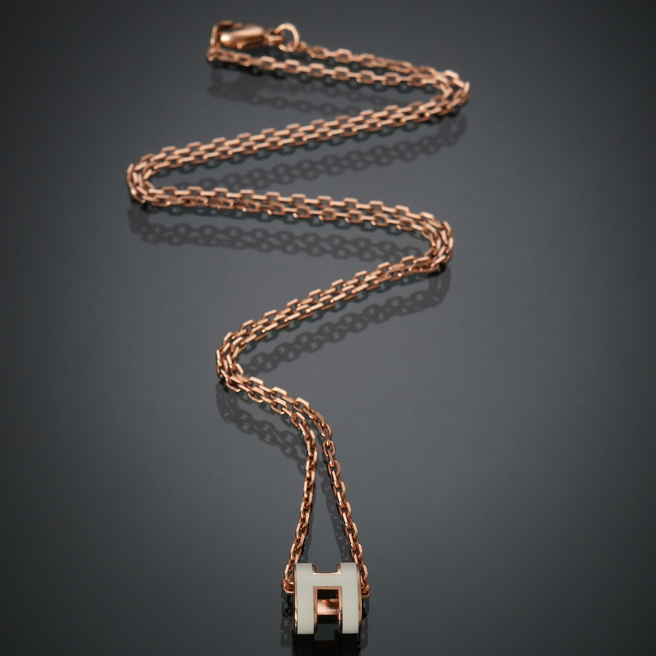 HERMES(USED)에르메스 미니 팝아슈 네크리스 블랑 로즈골드