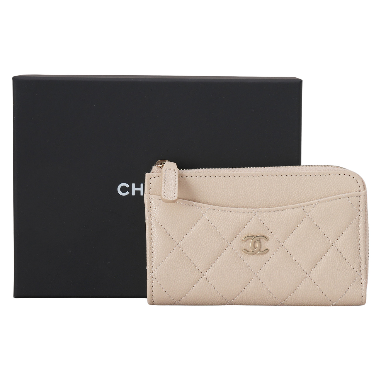 CHANEL(NEW)샤넬 캐비어 클래식 카드지갑 베이지