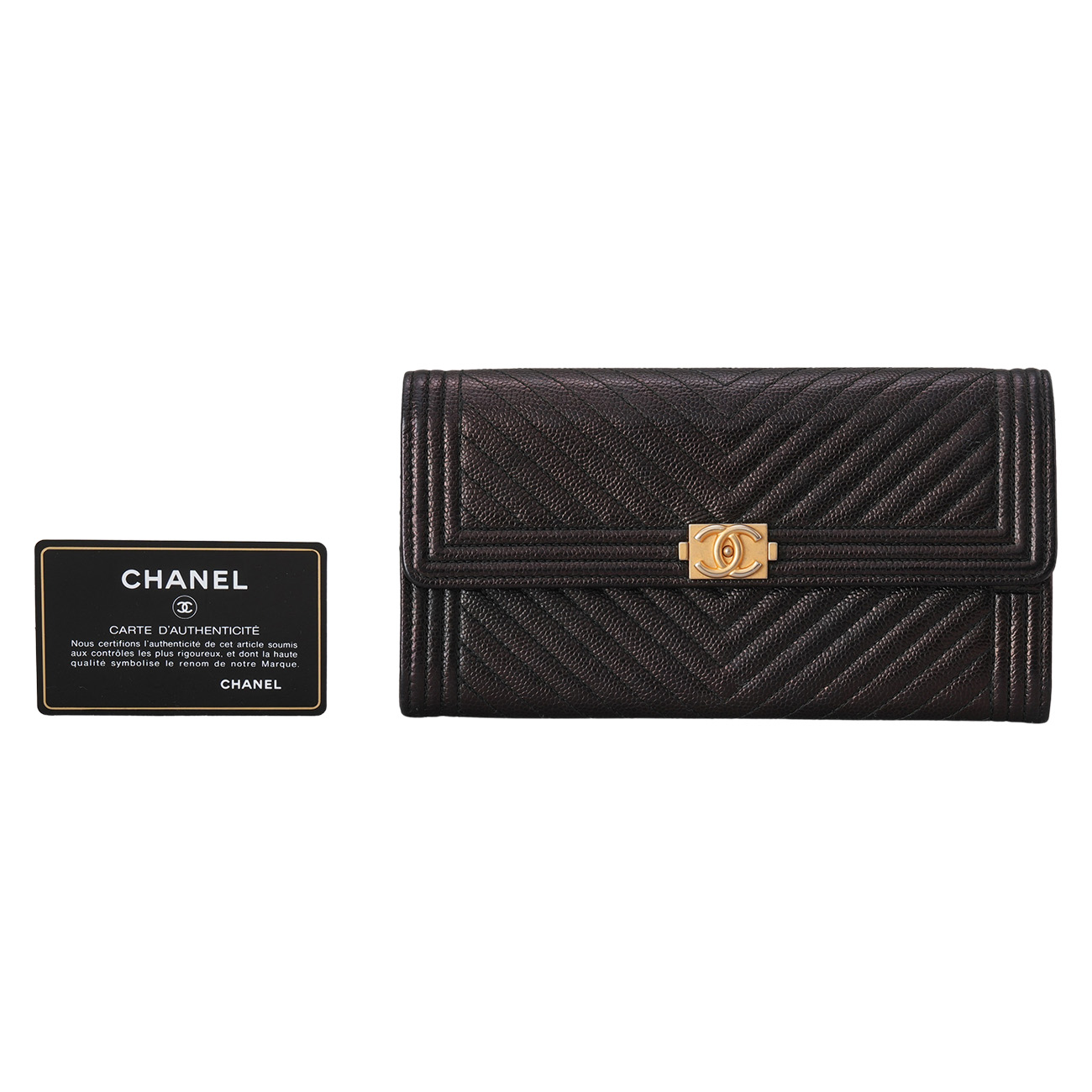 CHANEL(USED)샤넬 캐비어 쉐브론 보이 장지갑