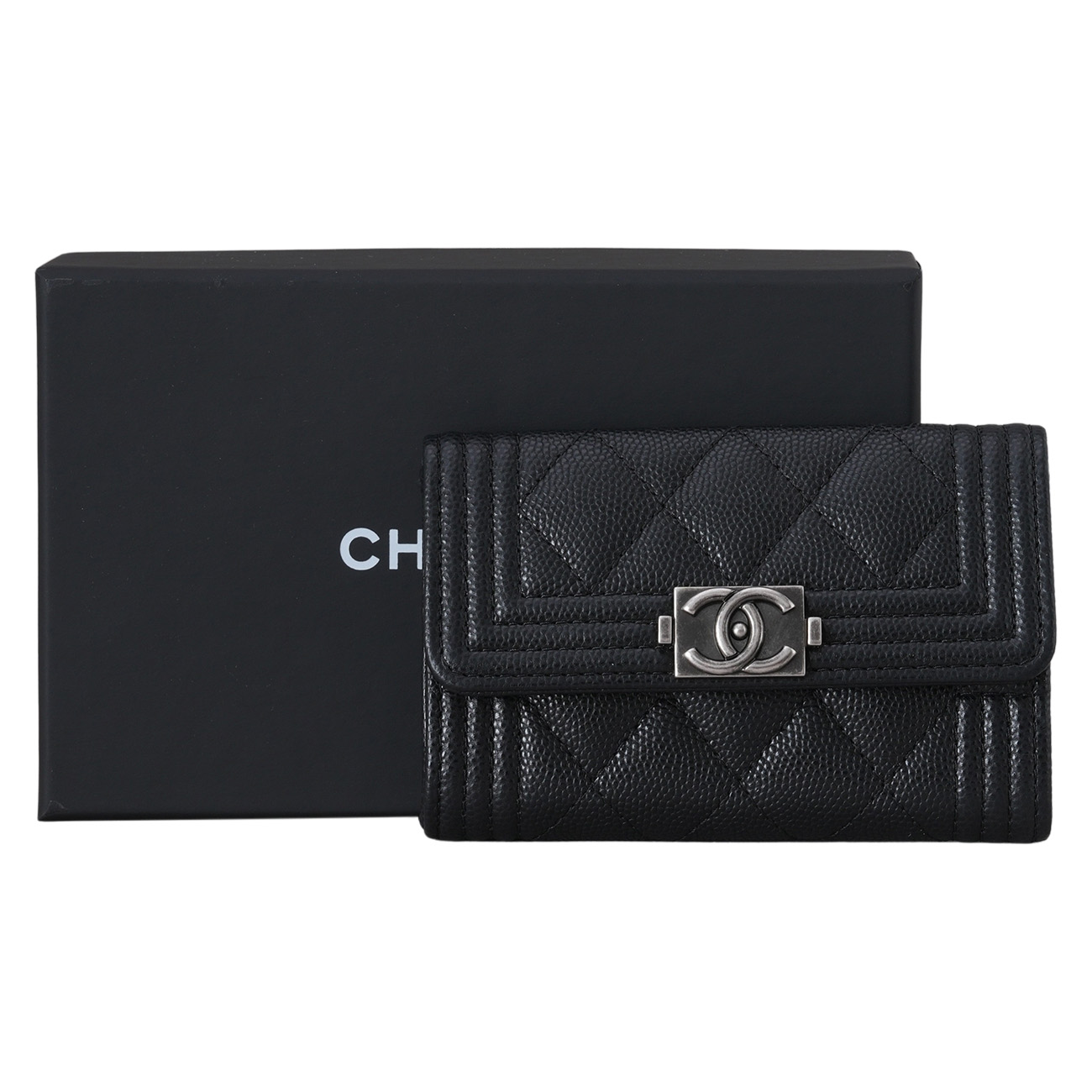 CHANEL(USED)샤넬 캐비어 보이샤넬 카드지갑