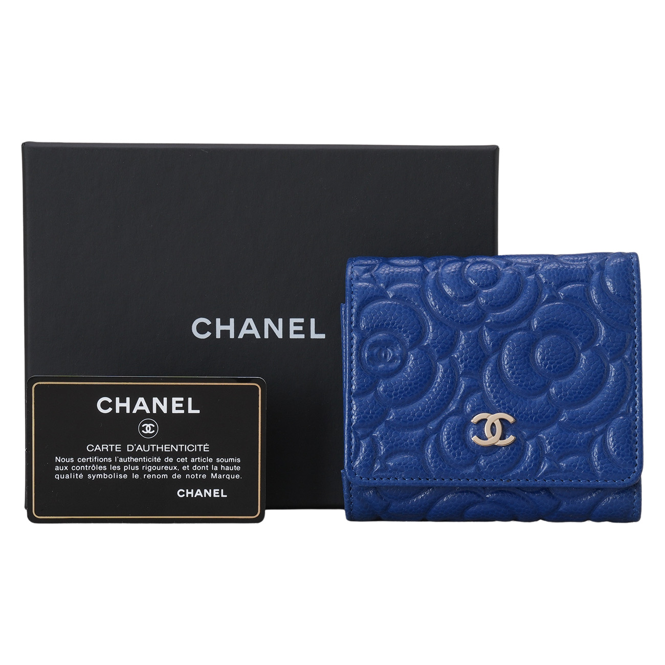 CHANEL(USED)샤넬 AP0710 캐비어 까멜리아 3단 반지갑