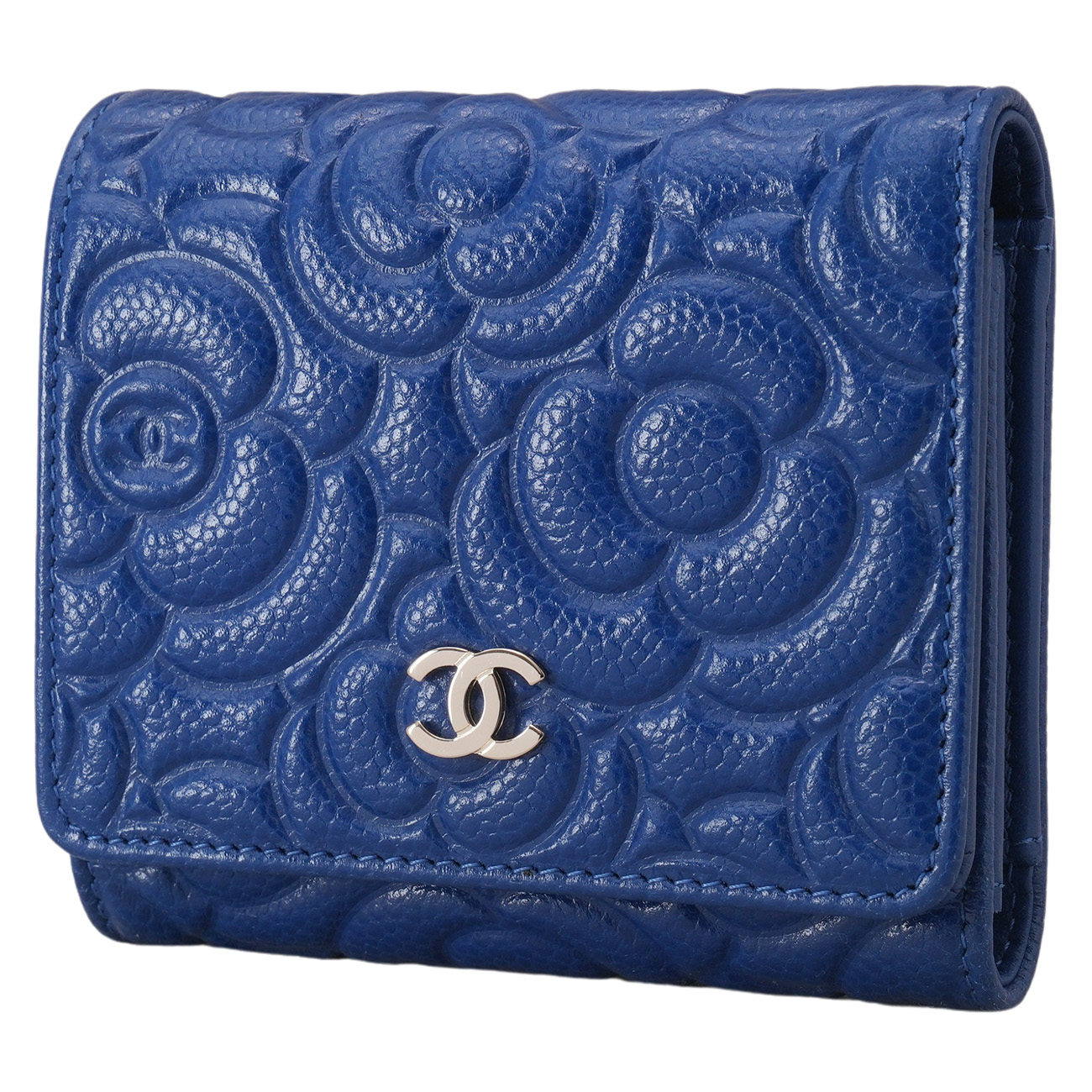 CHANEL(USED)샤넬 AP0710 캐비어 까멜리아 3단 반지갑