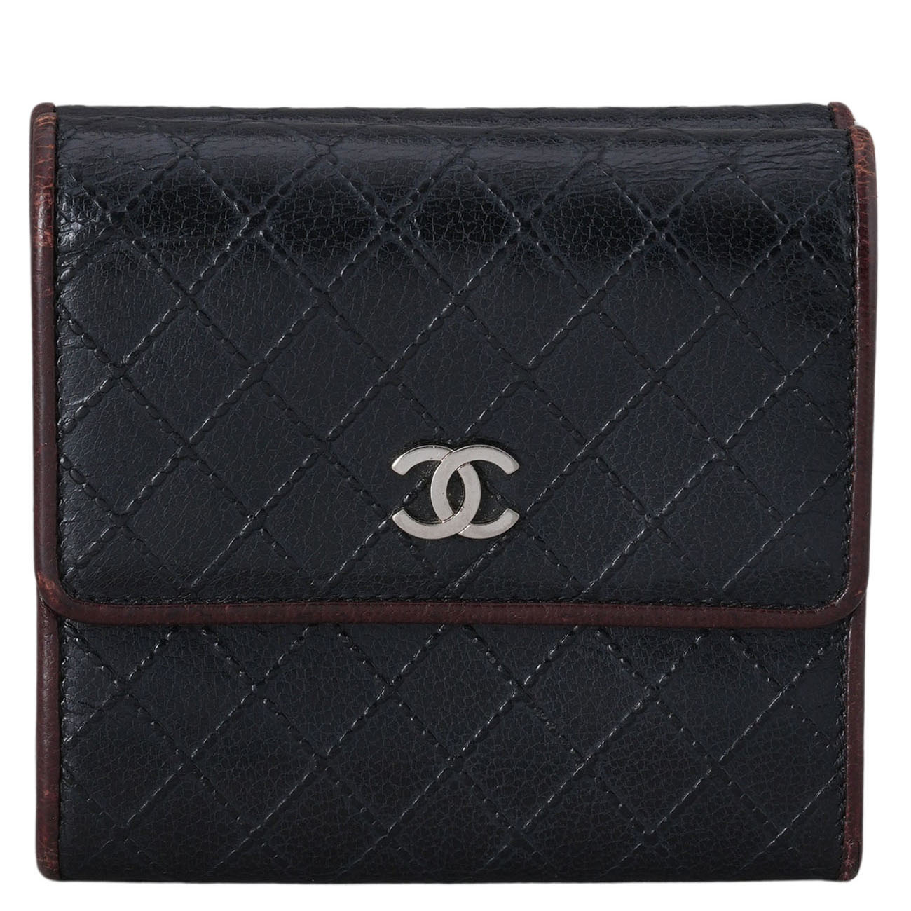 CHANEL(USED)샤넬 시즌 CC로고 더블 플랩 반지갑