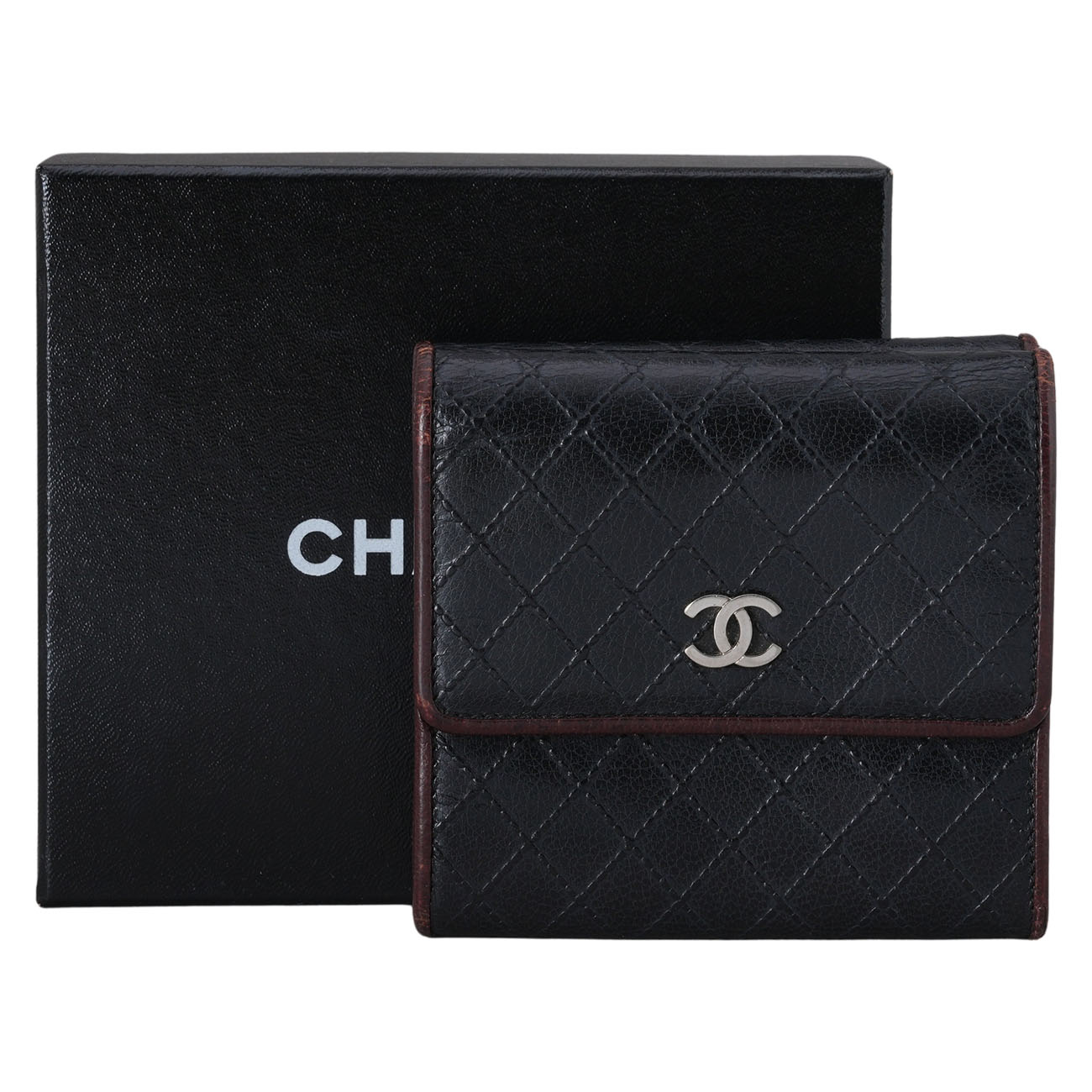 CHANEL(USED)샤넬 시즌 CC로고 더블 플랩 반지갑