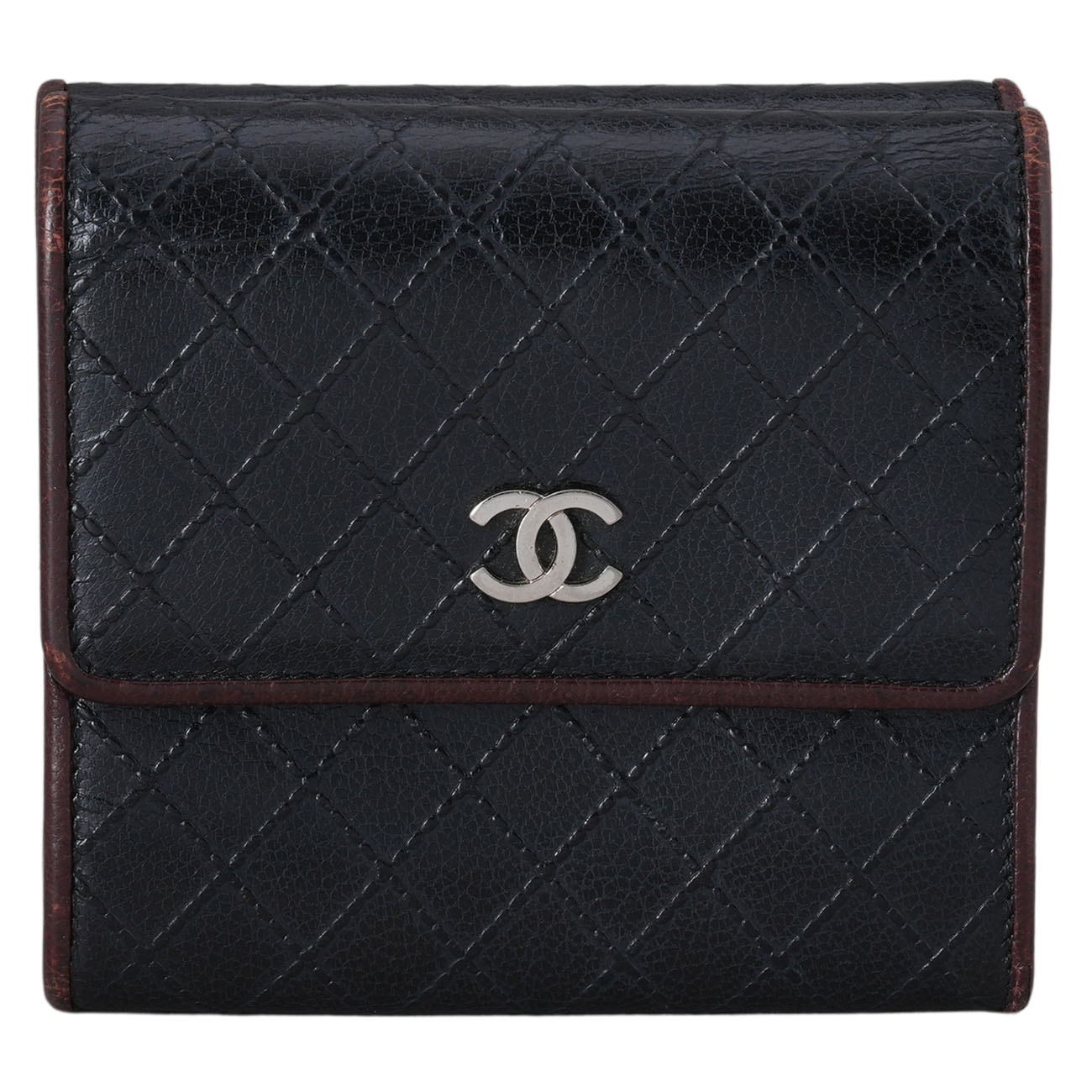 CHANEL(USED)샤넬 시즌 CC로고 더블 플랩 반지갑