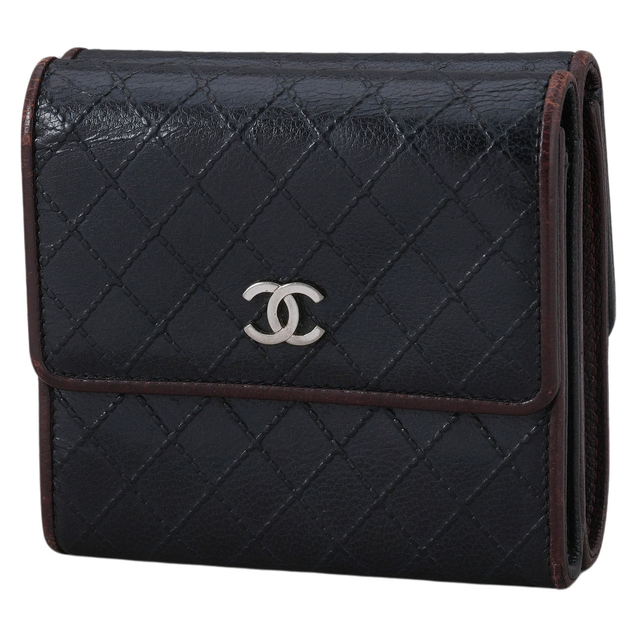 CHANEL(USED)샤넬 시즌 CC로고 더블 플랩 반지갑
