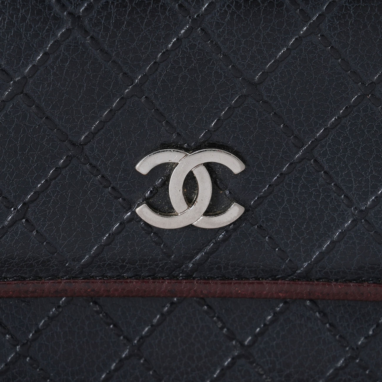 CHANEL(USED)샤넬 시즌 CC로고 더블 플랩 반지갑