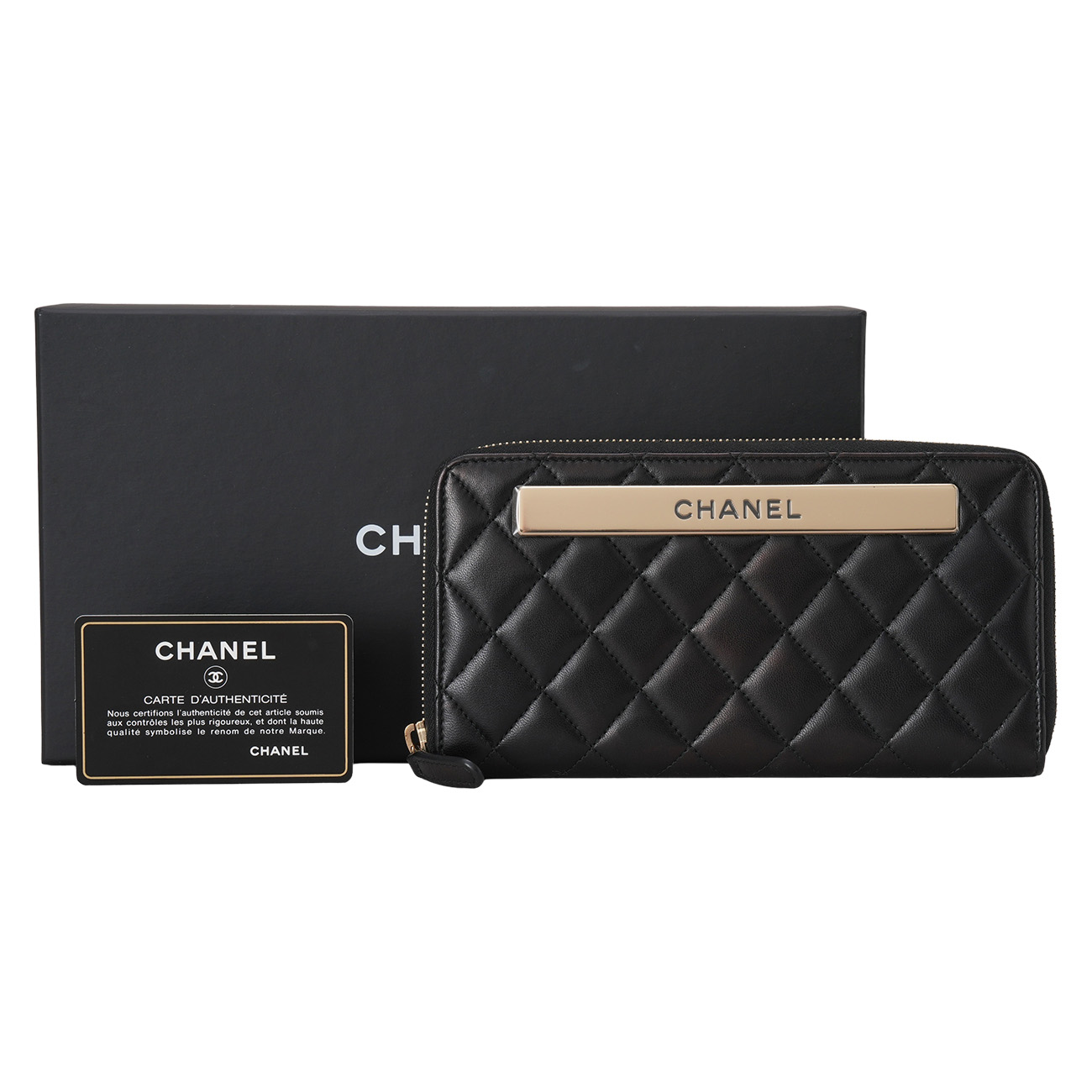 CHANEL(USED)샤넬 A80979 램스킨 지퍼 장지갑