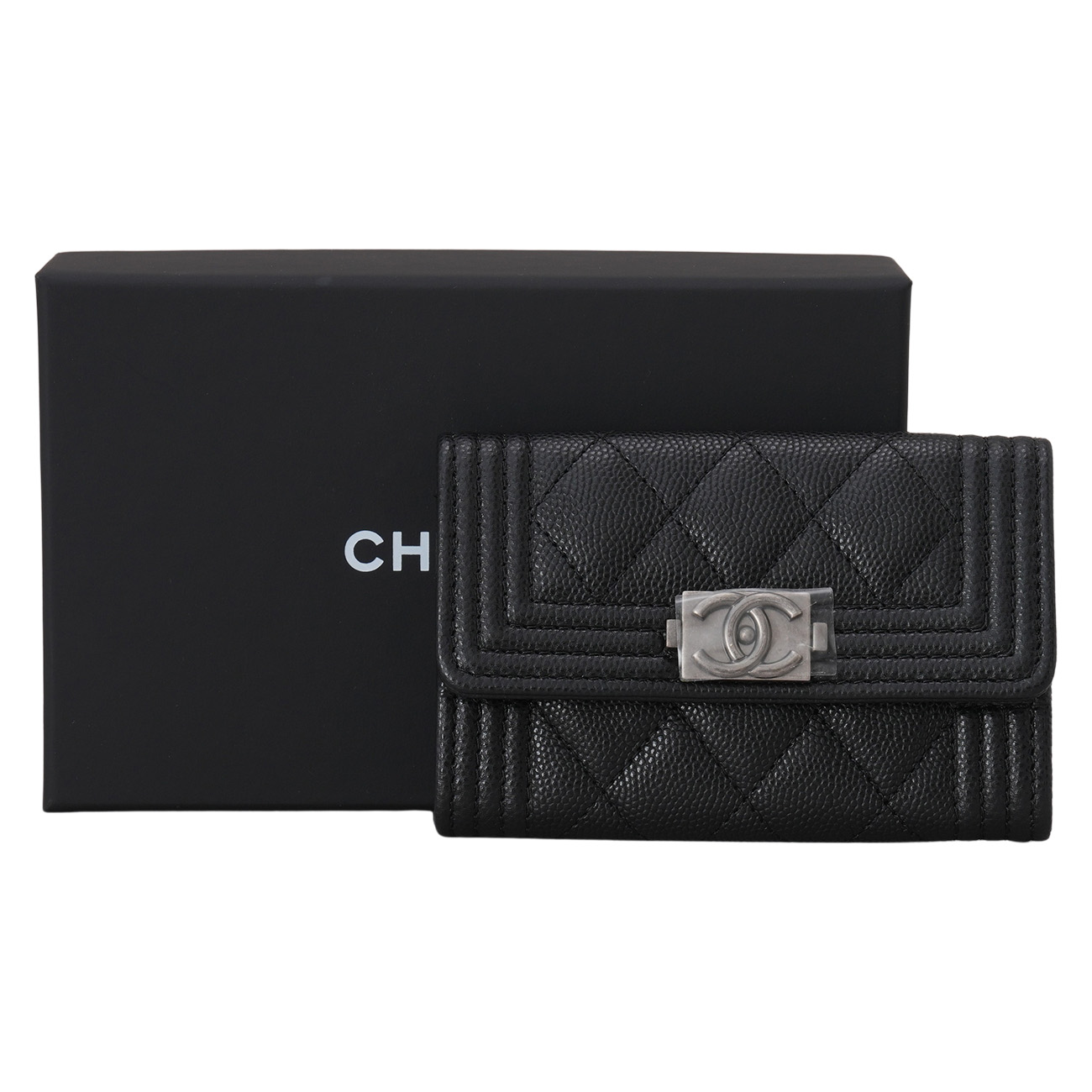 CHANEL(USED)샤넬 캐비어 보이샤넬 플랩 카드지갑